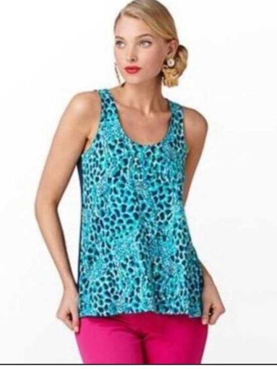 Lilly Pulitzer Tops - Lily Pulitzer Cotton Biased Tank Top Small Blue Teal Navy